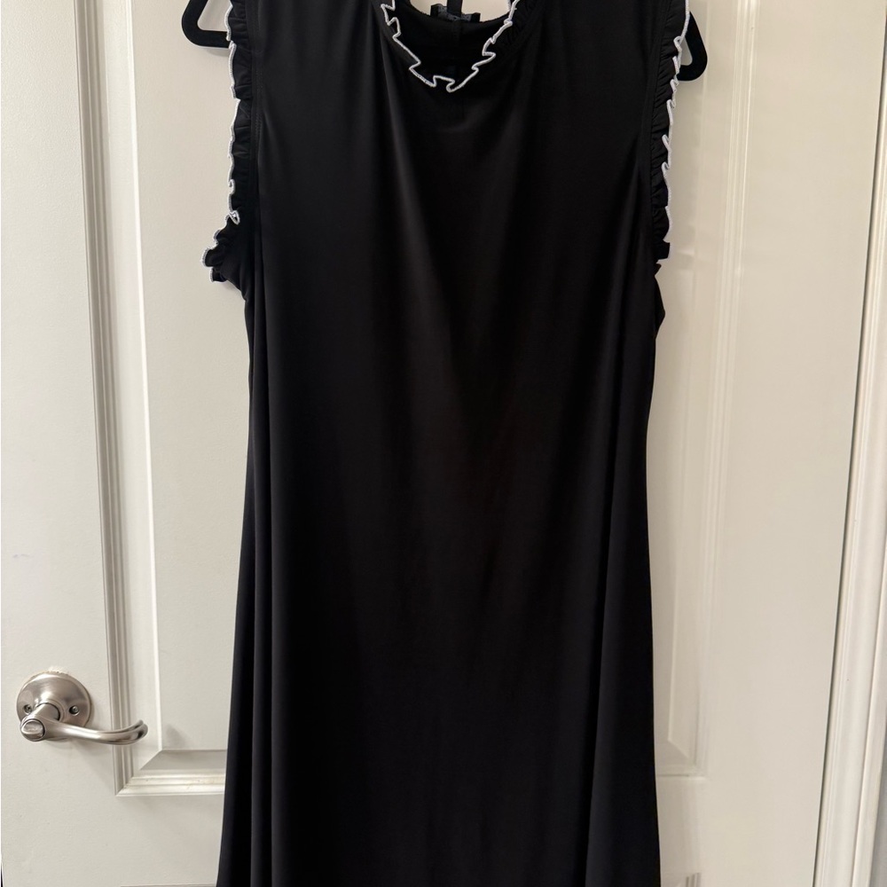 Nicole Miller Black Sleeveless Dress with Ruffle Trim